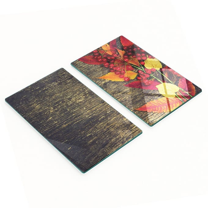 Keukenplanken van gehard glas met herfstbladerenmotief, 2x30x52 cm