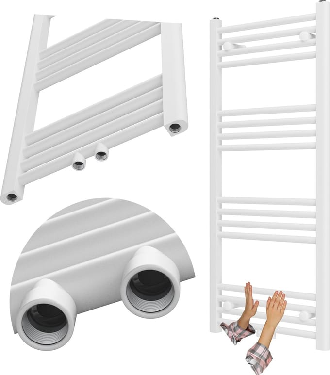 Granitan Badkamerradiator Raven - 110x50cm - Wit - Ladderverwarming - Handdoekradiator