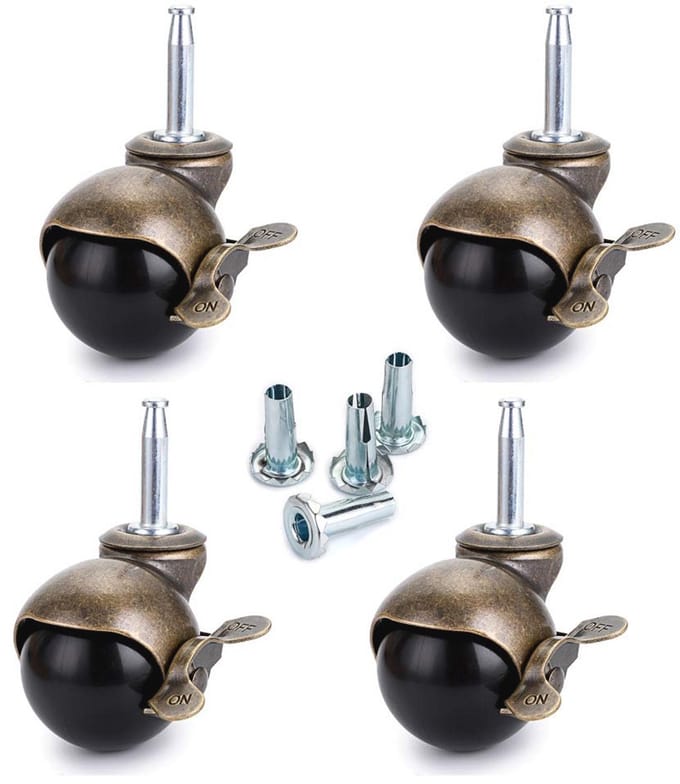 Kogelwielen 50 mm met Rem - Vervangingen voor Meubels - 4 Stuks