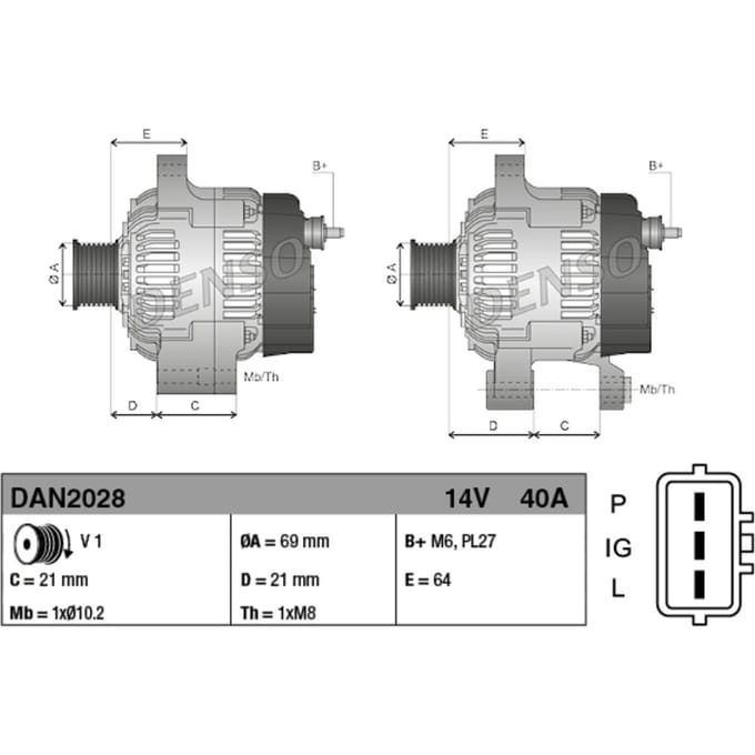 Dynamo / Alternator DENSO DAN2028