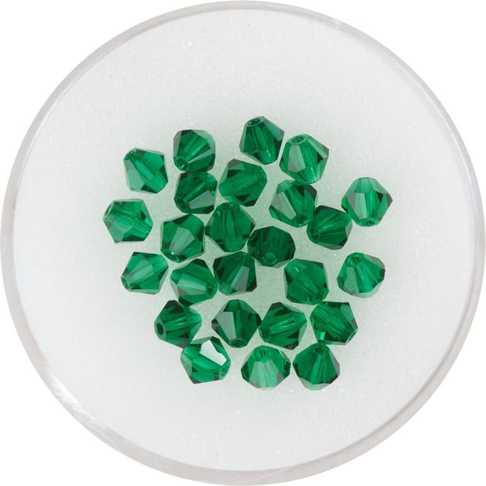 Glas geslepen glitterkralen, 4 mm - Emerald