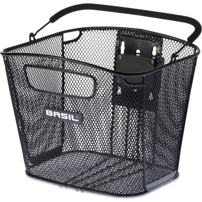 Fietsmand met handvat + adapter kf staal vooraan Basil Bold