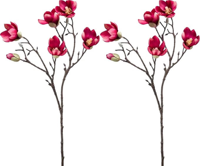 Emerald Kunstbloem Magnolia tak - 2x - 65 cm - dieproze - Kunst zijdebloemen