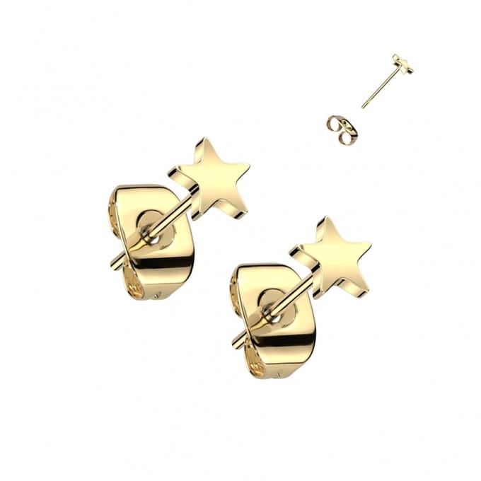 Oorbellen titanium platte ster 0.8x6x4 - goud - LMPiercings