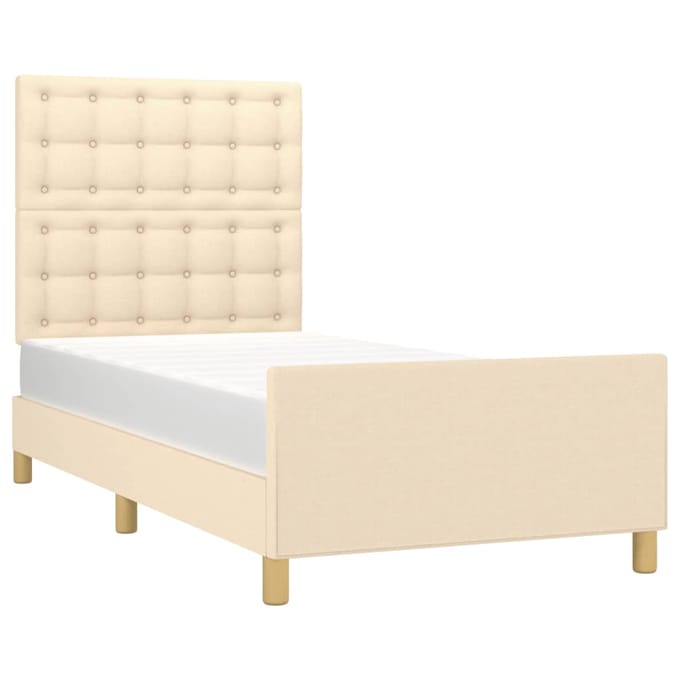 vidaXL - Bedframe - zonder - matras - 100x200 - cm - stof - crèmekleurig