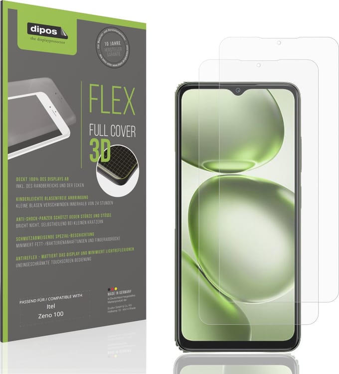 dipos FLEX – 2x Matte Screenprotector geschikt voor Itel Zeno 100 | Volledige Schermbescherming | Case-Friendly
