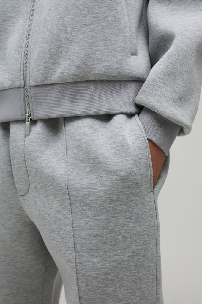 Straight Leg Bonded Scuba Pintuck Joggers | Grey Marl | Size Medium