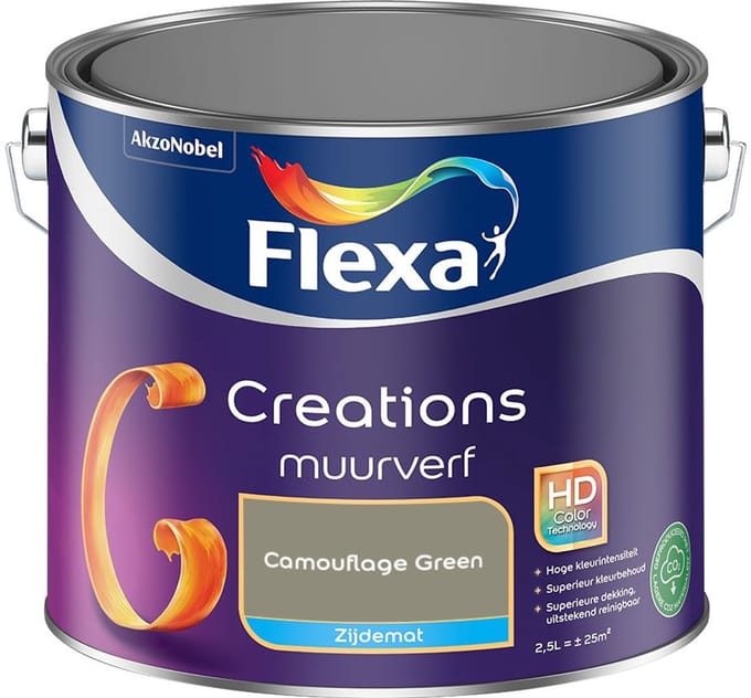 Flexa - Creations Muurverf Zijdemat - Camouflage Green - Mengverf - 2,5 L