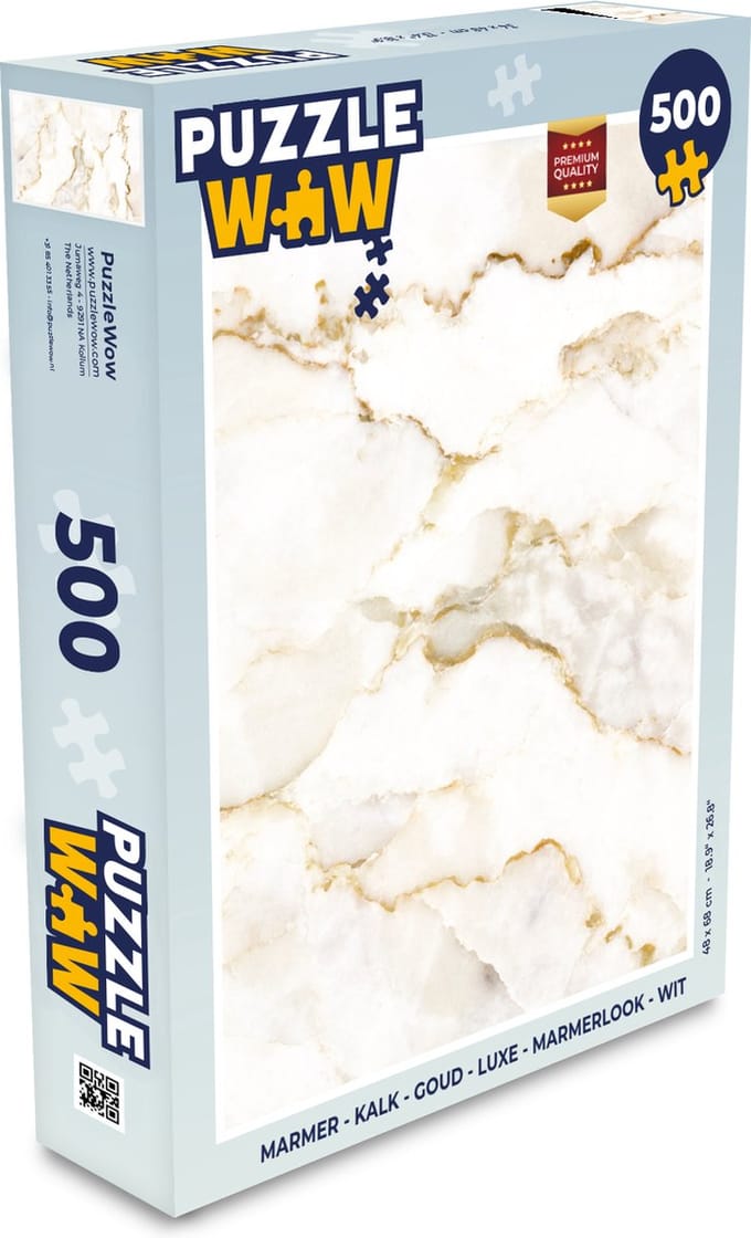Puzzel Marmer - Kalk - Goud - Luxe - Marmerlook - Wit - Legpuzzel - Puzzel 500 stukjes