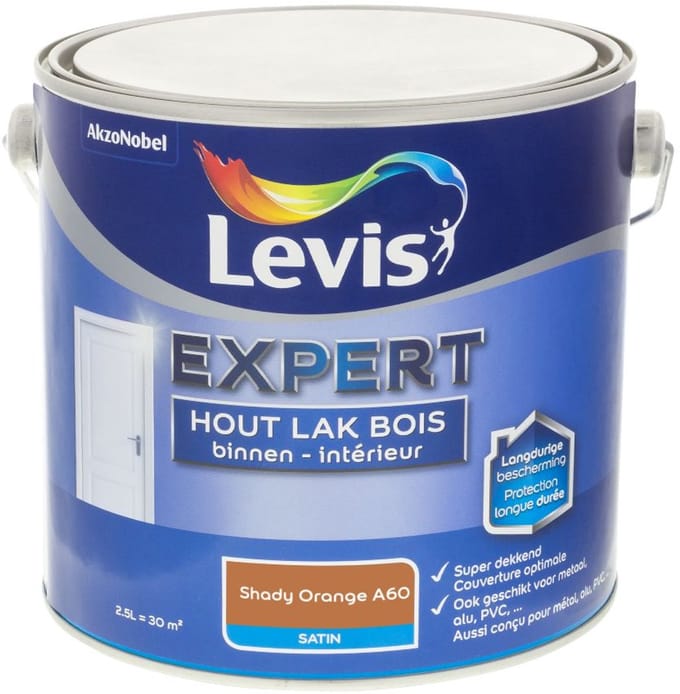 Levis - Expert Hout Lak Binnen Satin Mix - Shady Orange A60 - Mengverf - 2,5 L