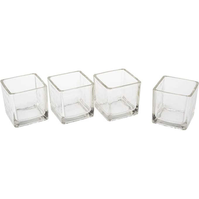 VBS Theelichtglazen "Cube", 4 stuks