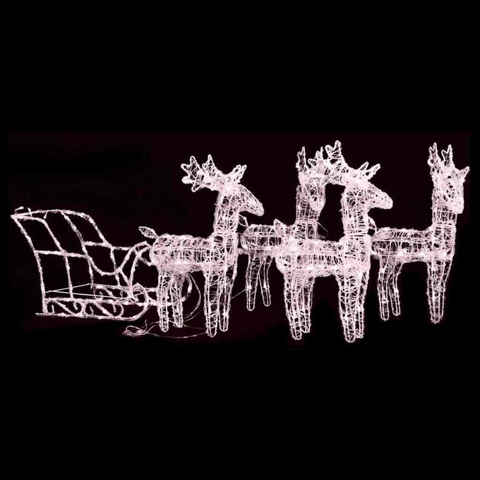 vidaXL - Kerstdecoratie - rendieren - en - slee - 280x28x55 - cm - acryl