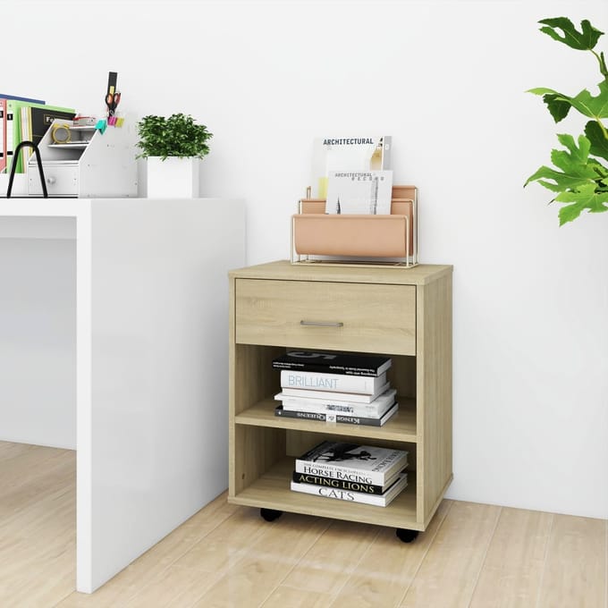 vidaXL - Rolkast - 46x36x59 - cm - bewerkt - hout - sonoma - eikenkleurig