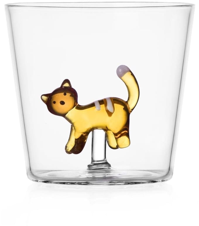 Ichendorf Milano - Waterglas Amber Cat met witte strepen - Waterglazen