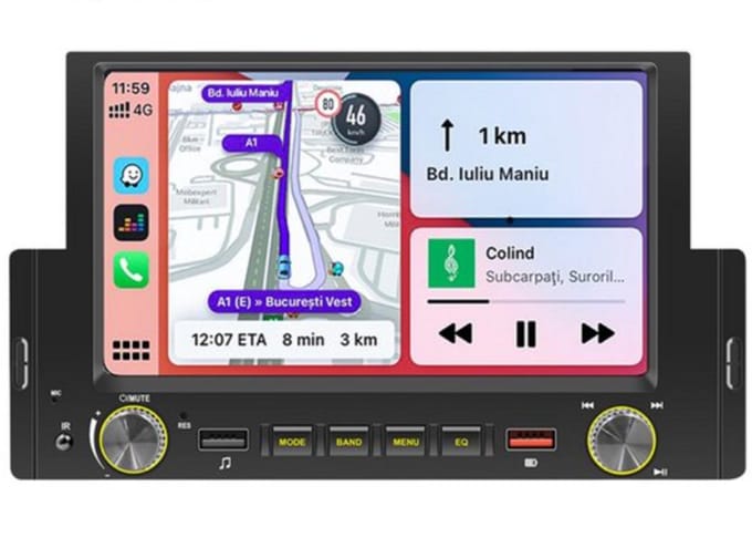 Boscer 1Din Autoradio - Apple Carplay & Android Auto - 6,2" HD Touchscreen - Bluetooth, USB & MP5 - Achteruitrijcamera & Externe Microfoon