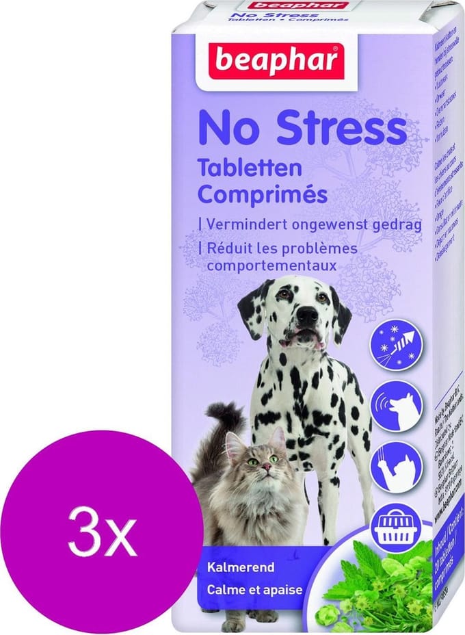 Beaphar No Stress Tabletten - Anti stressmiddel hond en kat - 3 x 20 stuks