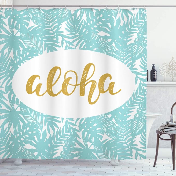 ABAKUHAUS Aloha douchegordijn – 175x200 cm – Seafoam geel – 100% polyester
