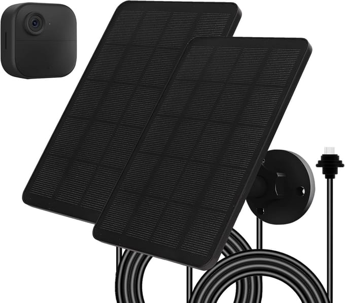 Zonnepaneel Set - Zonnelader Camera - Continue Stroom - 360 Graden Montage - 4W 2 Stuks