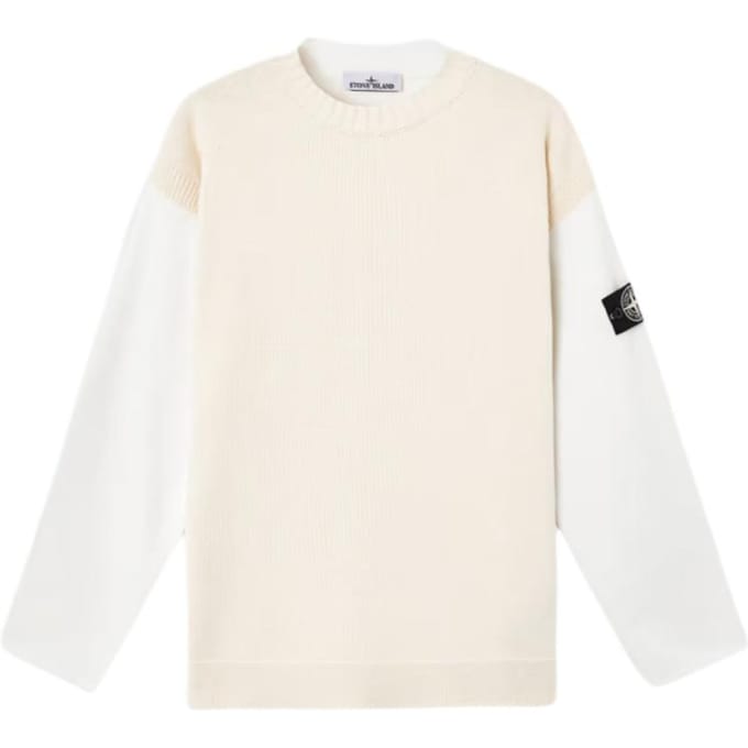 Stone Island Ss25 Série Raw Beauty Pull en maille à col rond découpé coupe ample manches longues Pull homme K2S155100014S00TB-V0093 M white