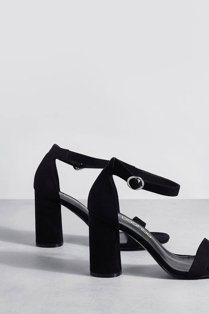 boohoo Dames Rounded Heel 2-delige Barely There Hakken | Zwart | Maat: 40