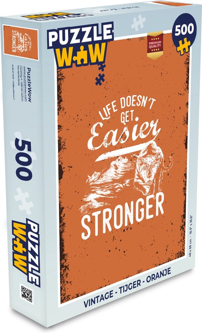 Puzzel Vintage - Tijger - Oranje - Legpuzzel - Puzzel 500 stukjes