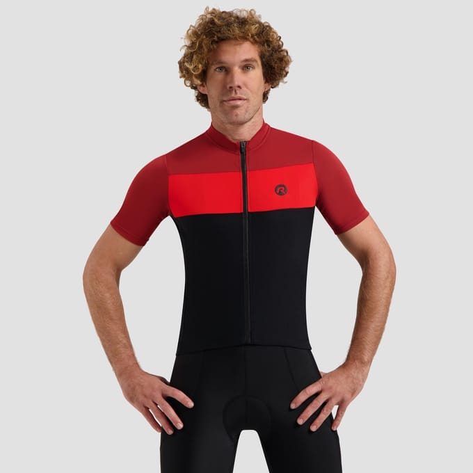 Rogelli Core Block Heren Fietsshirt - Korte mouw - Bordeaux/Rood