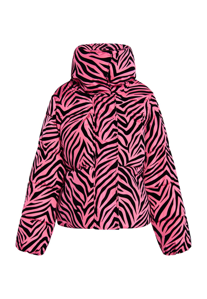 Faina Gewatteerd jack met zebraprint Dames Roze zebra