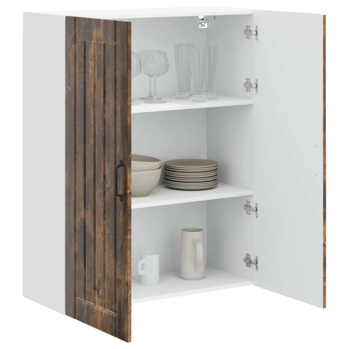vidaXL - Wandkast - LUCCA - Gerookt - eiken - 80 - x - 31 - x - 100 - cm - Bewerkt - hout