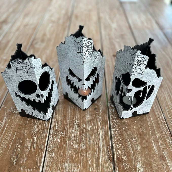 GR Theelicht - Waxinelichtjeshouder - Kaarshouder - Halloween - Scary - set van 3