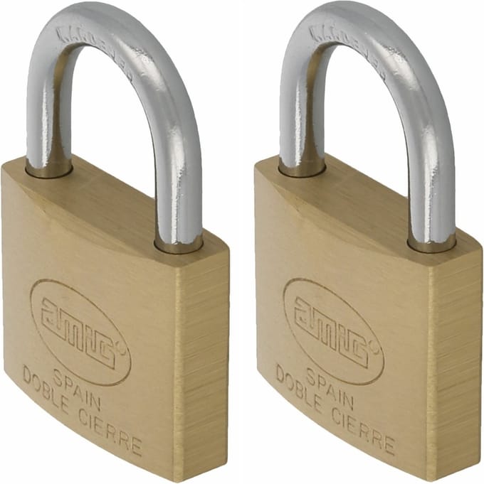 Amig Hangslot met 2 sleutels - 2x - 60 mm - messing - kofferslot