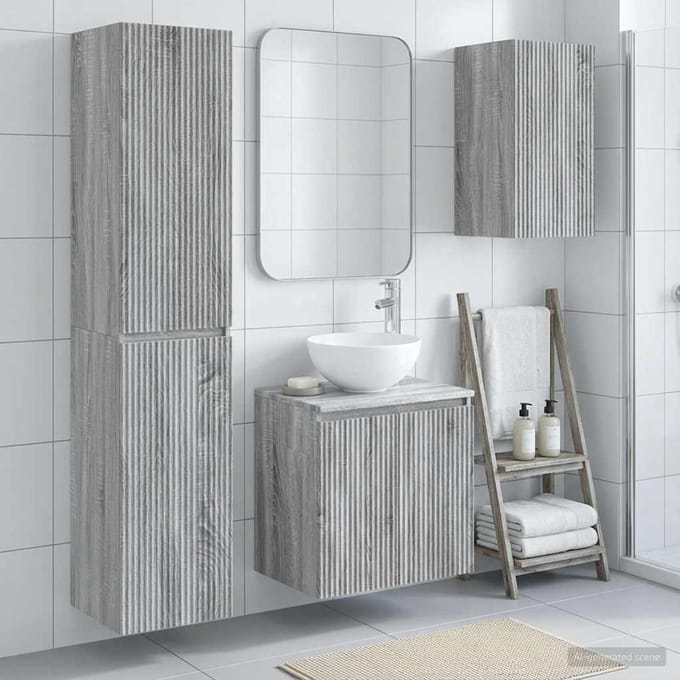 vidaXL - Badkamerkast - set - 3 - st - Grijs - Sonoma - 33 - x - 34,5 - x - 160 - cm