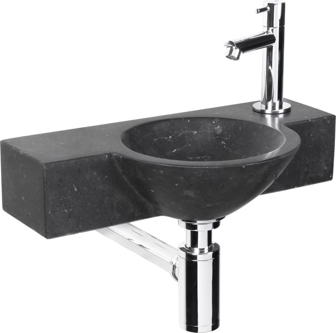 Differnz Teti fonteinset - 40x23x8cm - Rond - 1 kraangat - Zwart