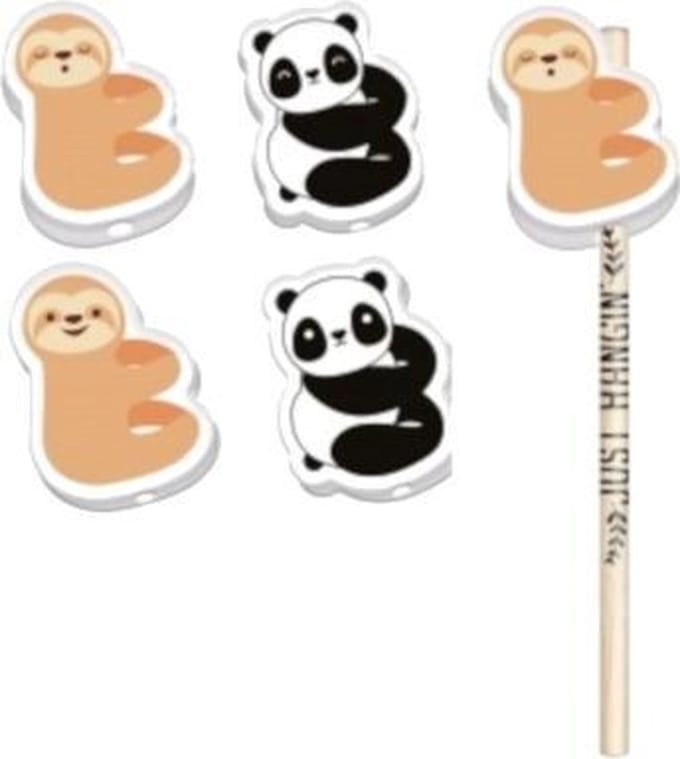 Blueprint Collections Schoolset Happy Zoo 4 Gummen En 2 Potloden