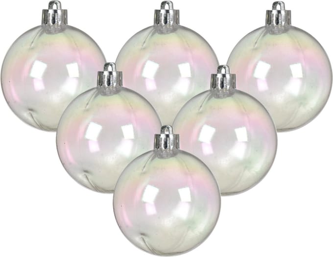 Decoris kerstballen - 12x stuks - 8 cm - transparant parelmoer -kunststof -kerstversiering