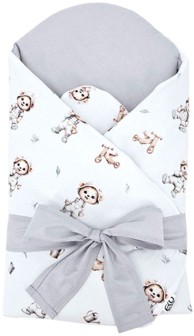 Printed cotton swaddle blanket cone with coconut GARDENER BEAR