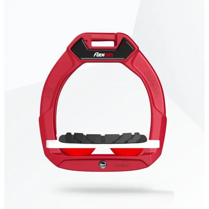 Veiligheidsstijgbeugels Paardrijden Incliné Grip Rood/Wit/Rood Kleur voor Kinderen Flex-On Safe-On