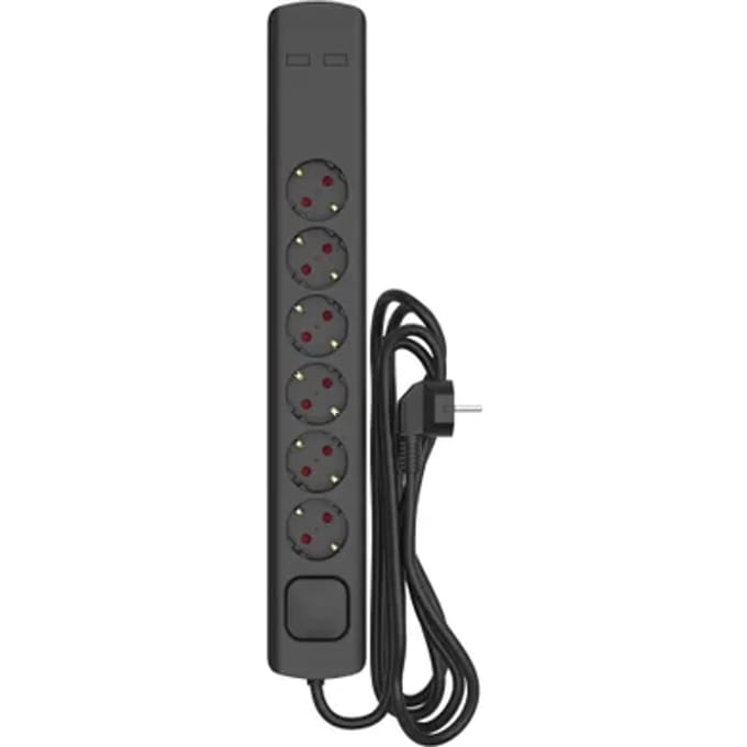 Sencys Stekkerdoos 6-voudig Zwart 3 Meter