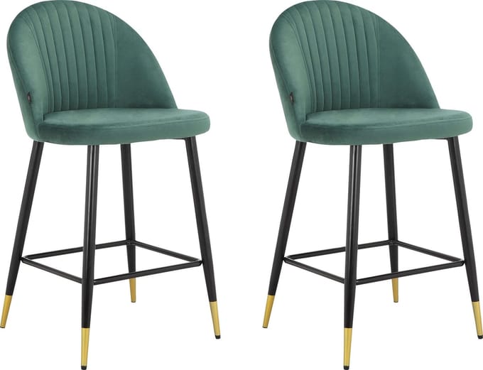 Marlis-Barkruk - Groen Fluweel - Set van 2