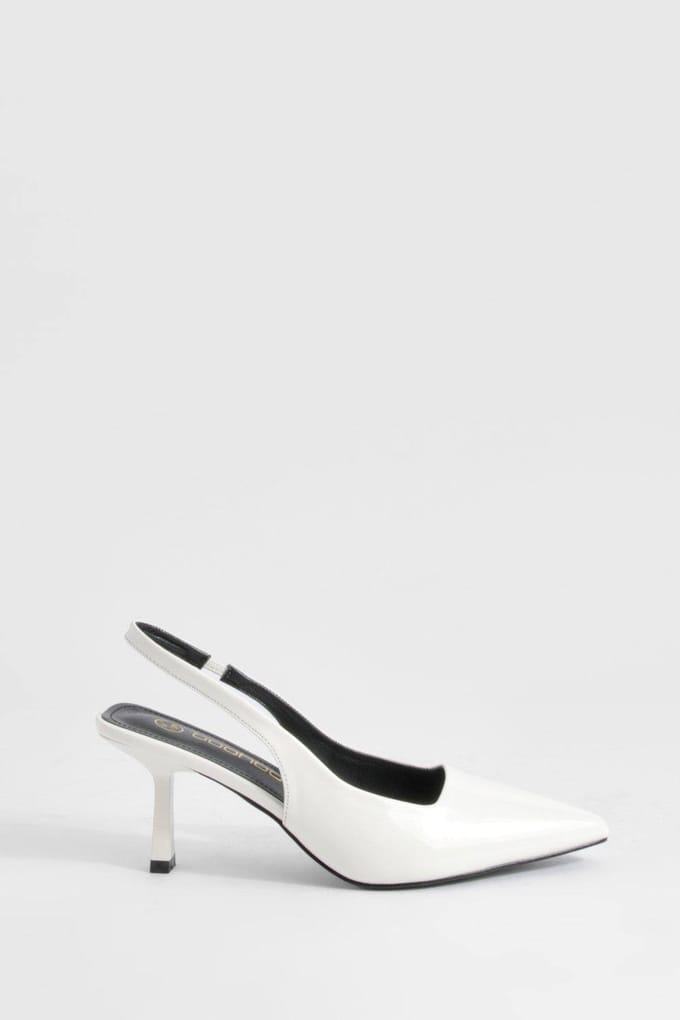 boohoo Dames Laag Stiletto Slingback Courtschoen | Off White | Maat: 40