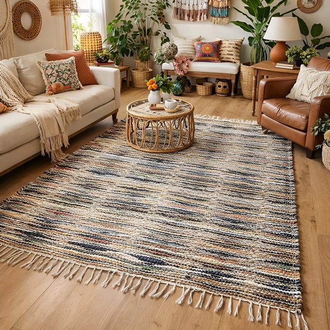 Lavandoux - Jute Vloerkleed - Gestreept - Begusarai - Multi - 160 x 230 cm