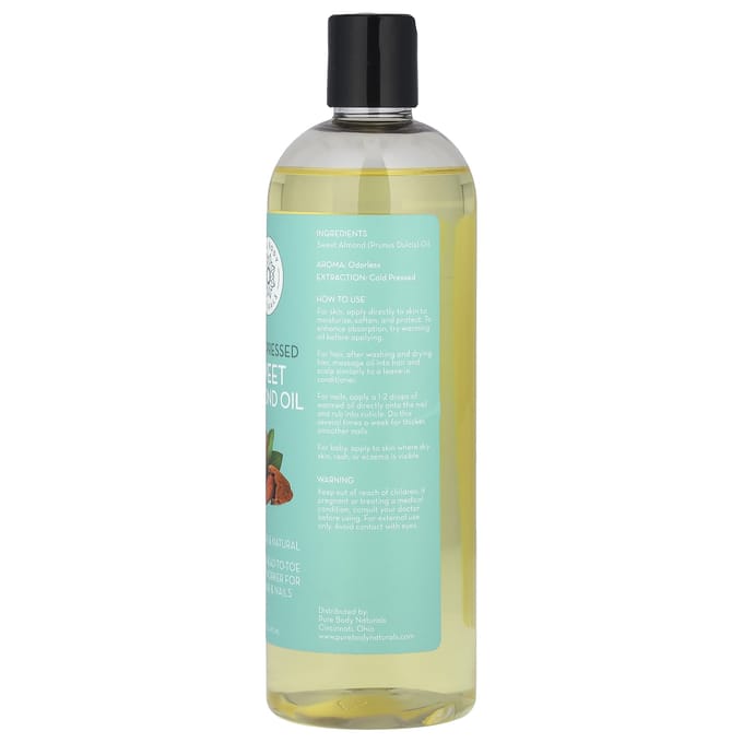 Pure Body Naturals, huile d'amande douce, 473 ml (473ml) white