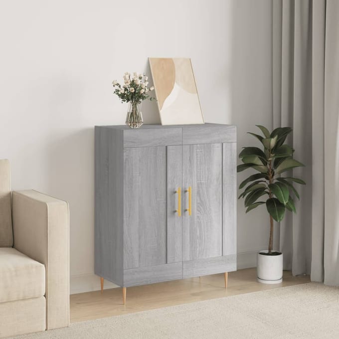 vidaXL - Dressoir - 69,5x34x90 - cm - bewerkt - hout - grijs - sonoma - eikenkleurig