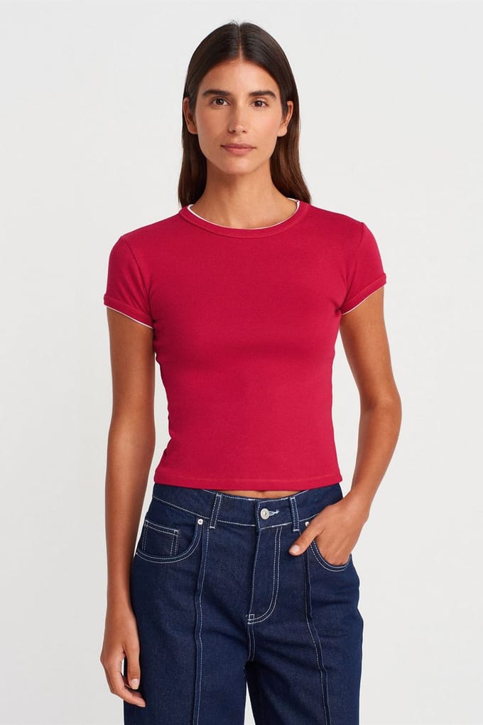 Dames Slim Fit Katoenen Cropped T-Shirt