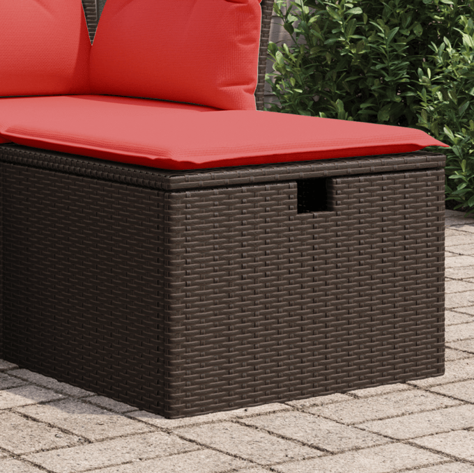vidaXL - Tuinkruk - met - kussen - Bruin - 55 - x - 55 - x - 37 - cm - poly - rattan