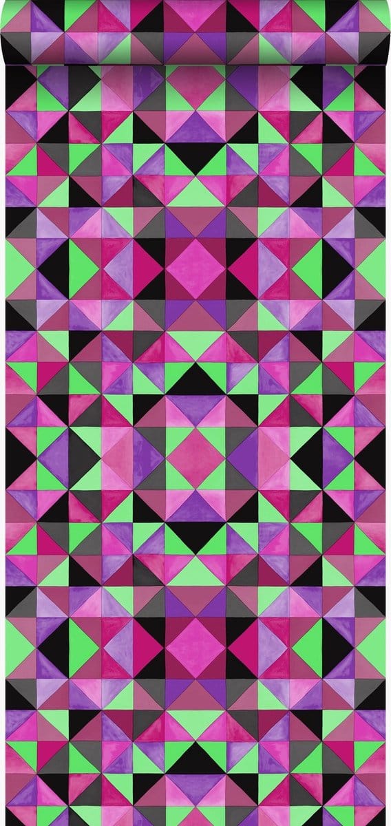 Origin Wallcoverings behang kubisme roze en groen - 53 cm x 10.05 m - 346912