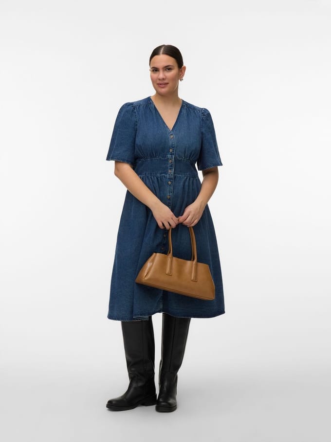 Vero Moda Curve Denim jurk VMCMELANEY Midi-jurk