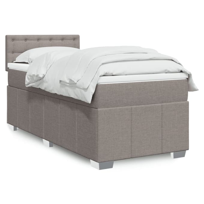 vidaXL - Boxspring - met - matras - stof - taupe - 90x200 - cm