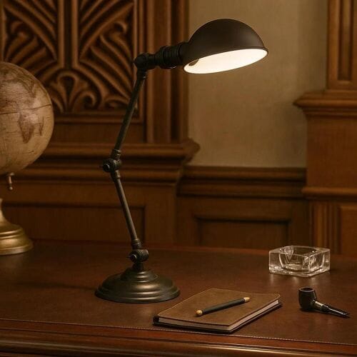 KS Verlichting Bureaulamp Darwin antiek Zwart