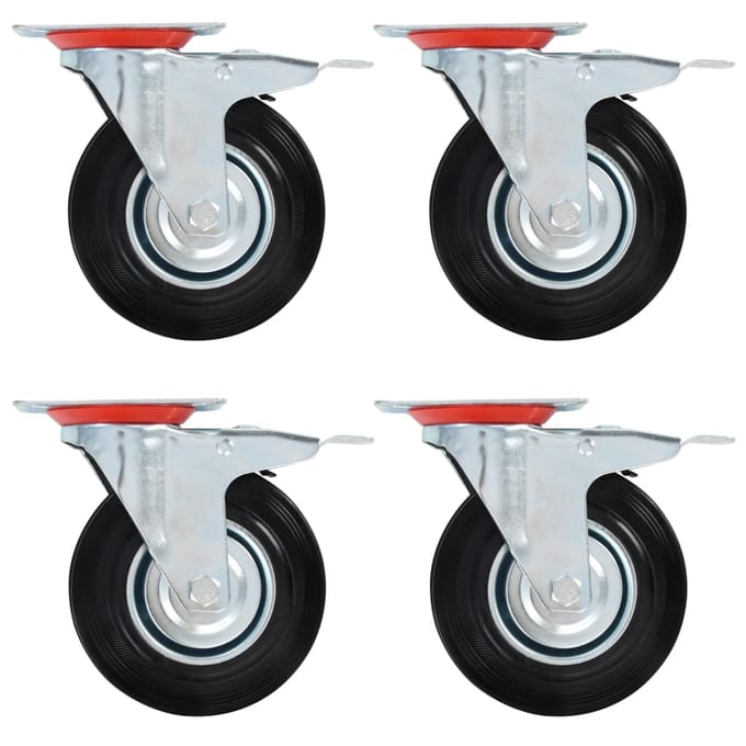vidaXL - Zwenkwielen - met - dubbele - remmen - 4 - st - 125 - mm