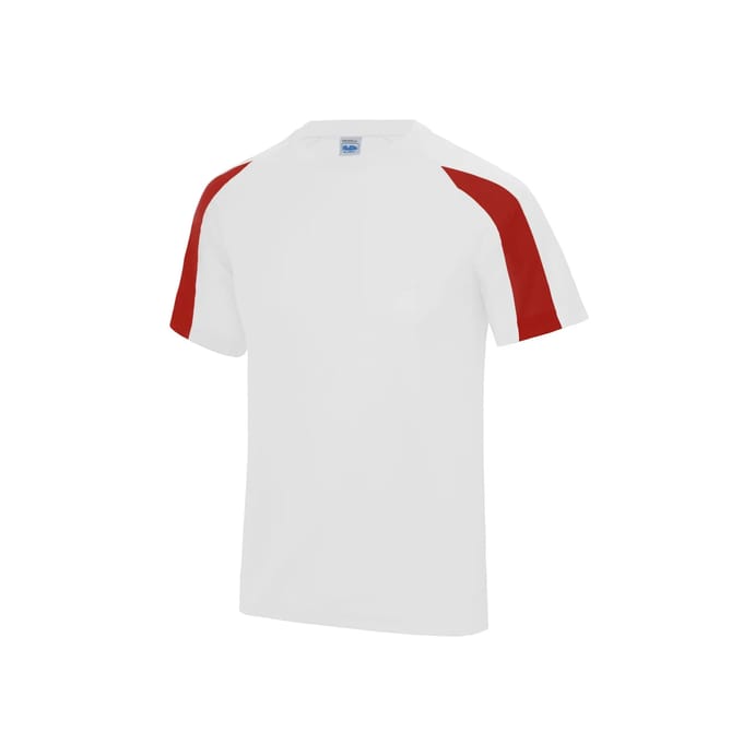 Just Cool Contrast Cool T JC003 - ARCTIC WHITE/FIRE RED - L